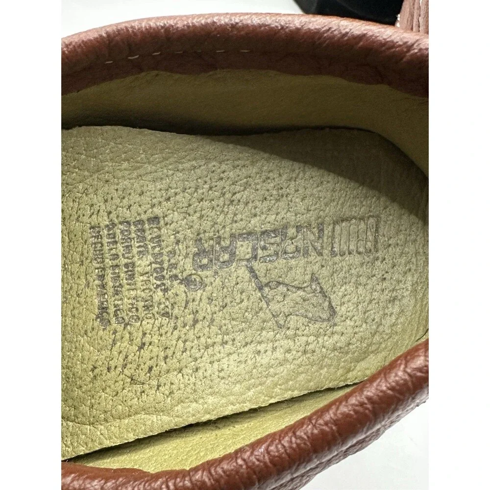 Baby Toddler NASCAR Shoes Natural Brown Leather Moccasins Rubber Soles
